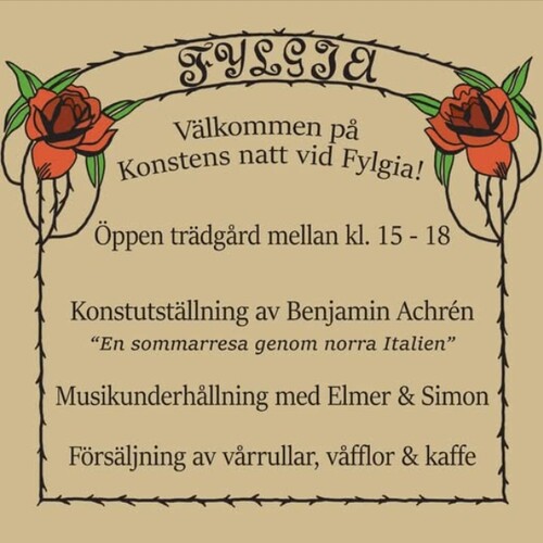 Välkommen till Konstens Natt i Fylgias Trädgård torsdag 13.8. 2026 kl. 15-16
